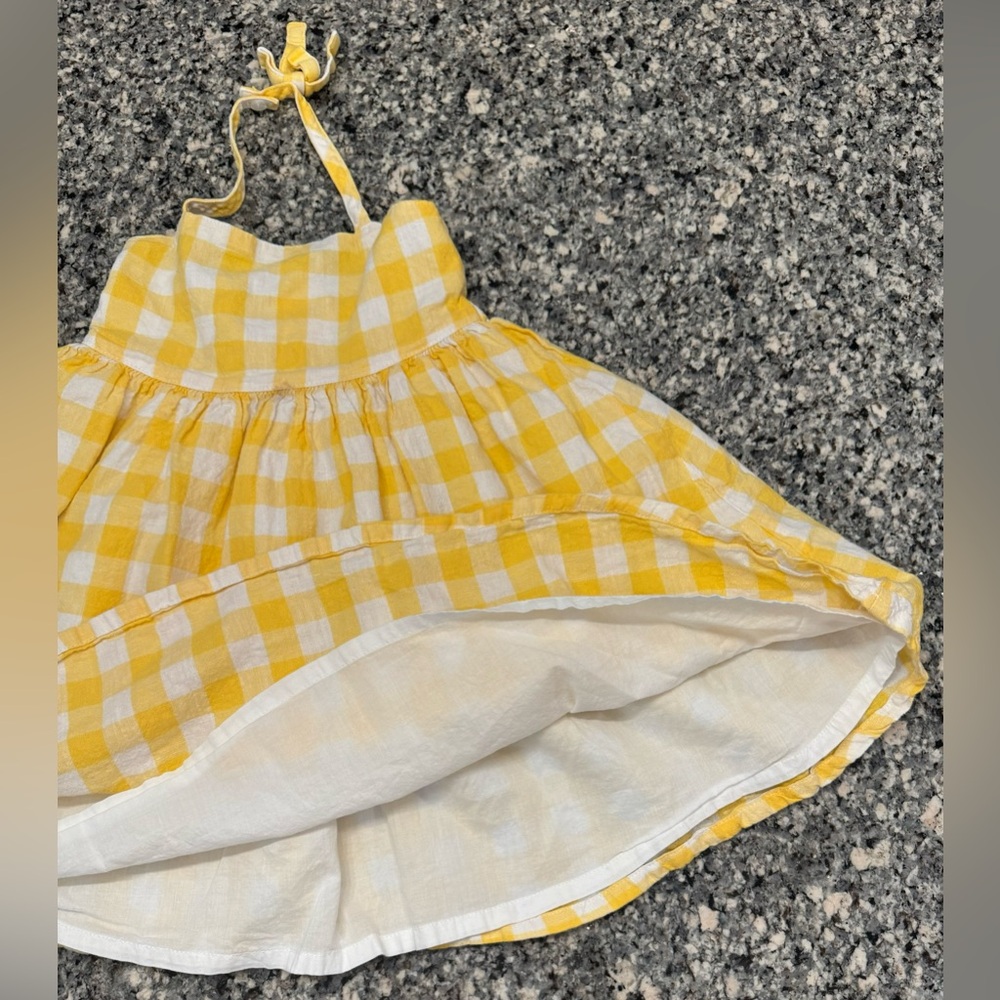 Hope & Henry Yellow Gingham Toddler Halter Flare Dress - Picture 3 of 8